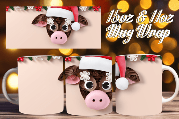 3D Christmas Mug Wrap Delight: Elevating Holiday Sublimation Projects