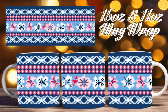 3D Embroidery Wonder Ugly Sweater Mug Wrap