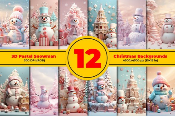 3D Pastel Snowman Christmas Background: A Versatile and Charming Holiday Design