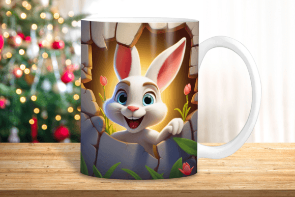 3D Rabbit Hole in a Wall Mug Wrap: Elevating Sublimation Projects with Optical Illusions