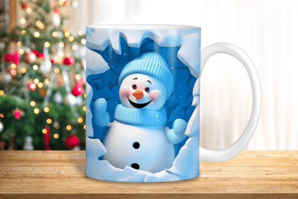 3D Snowman Hole in Wall Mug Wrap Guide