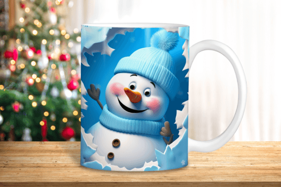 3D Snowman Mug Wrap: 11oz & 15oz Sublimation Design