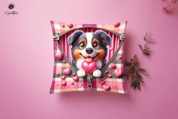 3D Zipper Dog Valentine Pillow PNG 31: Creative Applications for Seasonal Decor and Gifts