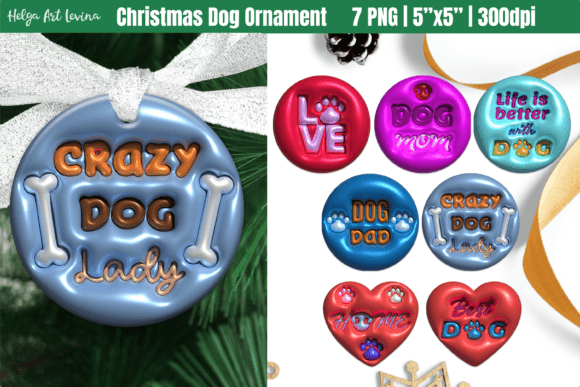 Charming Christmas Dog Ornament, 3D Puff