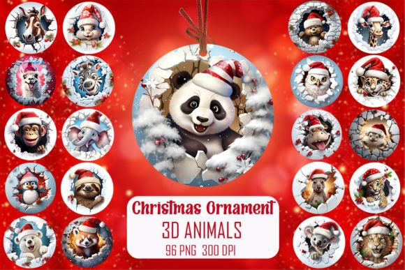 Cute 3D Animals Christmas Ornament: A Creative Resource for Festive Crafting and Design