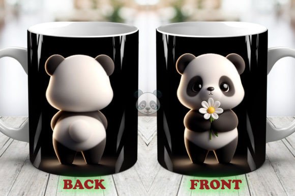 Cute Panda Both Side 3D Mug Wrap Set Guide