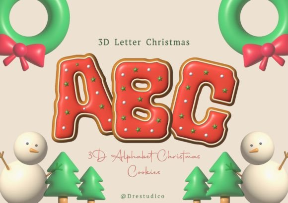 Elevating Holiday Designs with Inflated 3D Alphabet Icon Christmas Assets