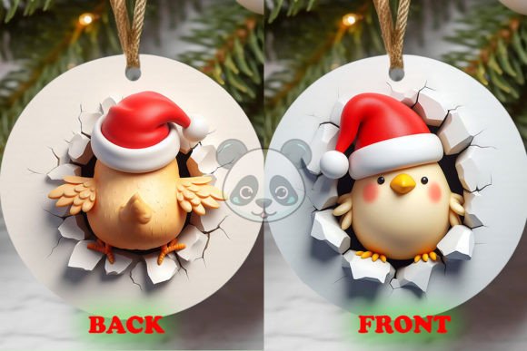 Evaluating the Chicken 2 Side 3D Christmas Ornament Digital File