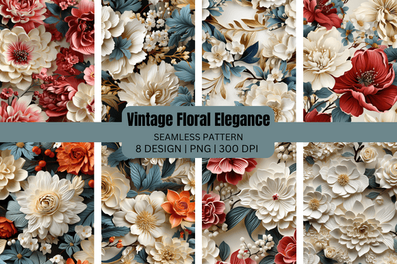 Explore 3D Vintage Floral Elegance Seamless