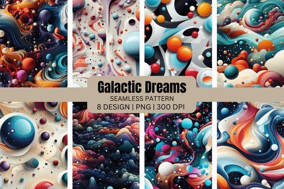 Exploring 3D Galactic Dreams Seamless Patterns