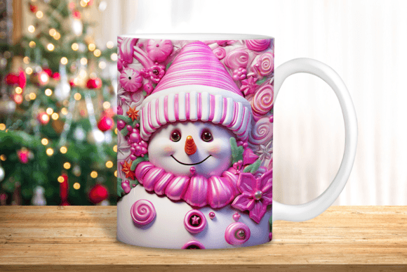 Integrating the 3D Pink Snowman Mug Wrap Christmas Design Into Your Sublimation Workflow