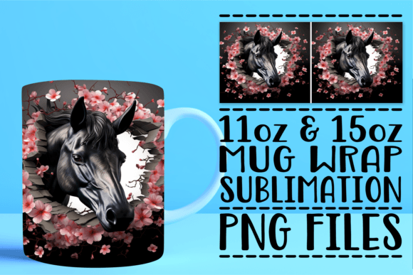 Integrating the Floral 3D Horse Head Mug Graphic into Your Sublimation Workflow