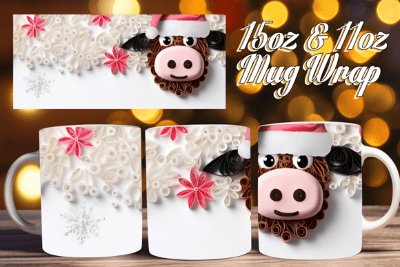 Mug Wrap 11oz 15oz Holiday Cheer in 3D Design