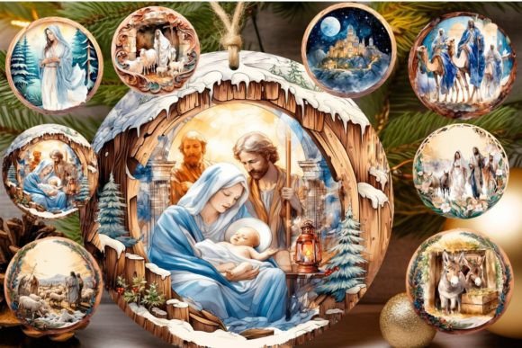 Nativity Scene Ornament 3D Sublimation Assets