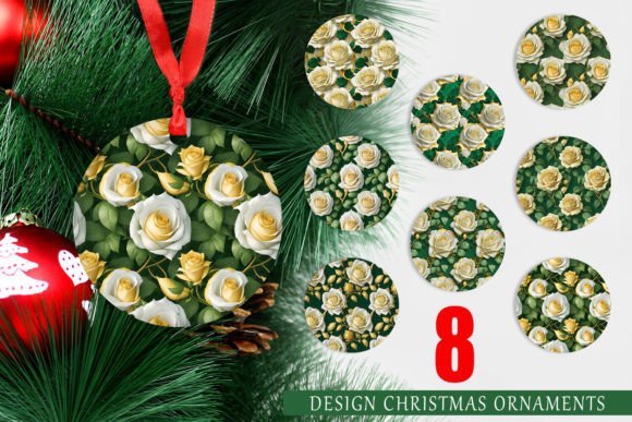 Ornaments 3D Golden Roses: A Touch of Elegance for Your Christmas Decor